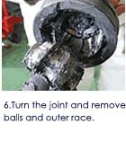 6.Turn the joint and remove balls and outer race.